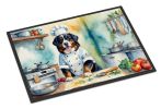 NEW Bernese Mountain Dog The Chef Front Door Mat Indoor Outdoor Rugs for Entryway, Non Slip Washable Low Pile, 18H X 27W
