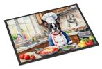 NEW Boston Terrier The Chef Front Door Mat Indoor Outdoor Rugs for Entryway, Non Slip Washable Low Pile, 18H X 27W