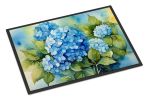 Hydrangeas in Watercolor Front Door Mat Indoor Outdoor Rugs for Entryway, Non Slip Washable Low Pile, 24H X 36W