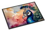 Peacock Front Door Mat Indoor Outdoor Rugs for Entryway, Non Slip Washable Low Pile, 24H X 36W