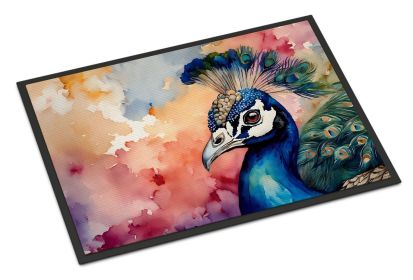Peacock Doormat Front Door Mat Indoor Outdoor Rugs for Entryway, Non Slip Washable Low Pile, 24H X 36W