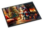 Old English Sheepdog and Santa Claus Front Door Mat Indoor Outdoor Rugs for Entryway, Non Slip Washable Low Pile, 24H X 36W