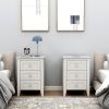 set of 2 pcs white 3 Drawer Nightstand with Charging Station and USB Ports & Power Outlets
