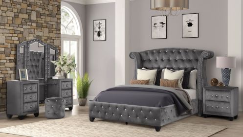 Sophia Queen Vanity 4 Piece Gray