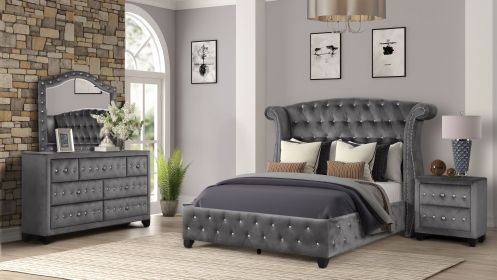 Sophia Queen Bed 4 Piece Gray