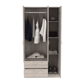 Three Door Armoire Clark, Bedroom, Light Gray