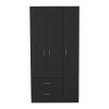 Three Door Armoire Clark, Bedroom, Black