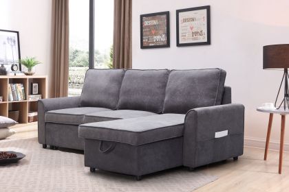 MGEA Modern modular L-shaped sofa bed with chaise longue, reversible sofa bed with pull-out bed and storage