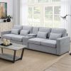 [VIDEO provided] [New] 114.2" Upholstered Sofa with Console, 2 Cupholders and 2 USB Ports Wired or Wirelessly Charged