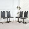 Modern Charcoal PU dining chair living room chair upholstered chair, black metal chair leg design, kitchen, living room, bedroom