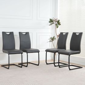 Modern Charcoal PU dining chair living room chair upholstered chair, black metal chair leg design, kitchen, living room, bedroom