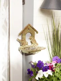 Wall Mounted Cast Iron Bird Feeder Durable Outdoor Bird Feeding Station