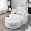 [Video] Welike Swivel Accent Barrel Modern Sofa Lounge Club Big Round Chair with Storage Ottoman Linen Fabric for Living Room Hotel with Pillows