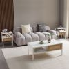 Set of 2, 15.75" Rattan End table with drawer, Modern nightstand, metal legs,side table for living room, bedroom,white