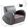 Kids Sofa Rocking Chair with Side Pocket Pu Leather Toddler Armchair for Children Grey.