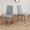 Modern simple light luxury dining chair Grey chair Home bedroom stool back PU electroplated chair legs (set of 2)