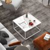 Modern Square Coffee Table with Faux Marble Tabletop