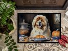 Tibetan Mastiff Fall Kitchen Pumpkins Front Door Mat Indoor Outdoor Rugs for Entryway, Non Slip Washable Low Pile, 24H X 36W