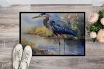 Blue Heron Front Door Mat Indoor Outdoor Rugs for Entryway, Non Slip Washable Low Pile, 24H X 36W