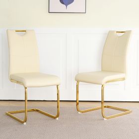 Modern PU dining chair Living room chair Upholstered chair, gold metal chair leg design, kitchen, living room, bedroom