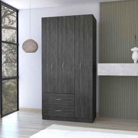 Three Door Armoire Clark, Bedroom, Smokey Oak / White