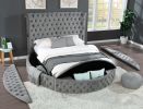 Hazel Queen 4 Pc Vanity Bedroom Set Made With Wood In Gray Color