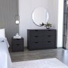 Bennett 2 Piece Bedroom Set, Nightstand + Dresser, Black