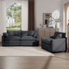Modern Living Room Sofa Two-Piece Set, Suitable for Living room and Bedroom Sofa Set, Consists of a Single Seat and a 3-Seater Sofas, Grey Corduroy