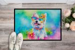 Westie Hippie Dawg Doormat Front Door Mat Indoor Outdoor Rugs for Entryway Non Slip Washable Low Pile 24hx36w