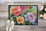 NEW Roses in Watercolor Front Door Mat Indoor Outdoor Rugs for Entryway, Non Slip Washable Low Pile, 18H X 27W