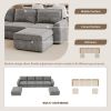 115*58" Chenille Modular Sectional Sofa,U Shaped Reversible Couch,Free Combination,6 Seat Sleeper Sofa Bed with Ottoman