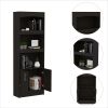 Simma Bookcase; Metal Hardware; Three Shelves; Double Door Cabinet -Black