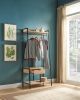Metal Clothes Rack Open Wardrobe Free Standing with One Drawer Hanging Clothes Rod â€“ Light Brown