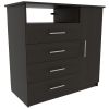 3 Piece Bedroom Set, Rioja 4 Drawer Dresser + 2 Omaha Nightstands, Black