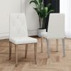 Modern simple light luxury dining chair White chair Home bedroom stool back PU electroplated chair legs (set of 2)