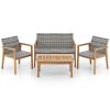 4-Piece Patio Furniture Set with Loveseat Single Chairs and Coffee Table