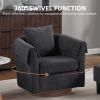Swivel Accent Chair with Ottoman Set, Modern Chenille Barrel Armchair with Removable Back Pillow & 2 Armrest Covers for Living Room, Bedroom, Office