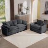 Modern Living Room Sofa Two-Piece Set, Suitable for Living room and Bedroom Sofa Set, Consists of a Single Seat and a 3-Seater Sofas, Grey Corduroy