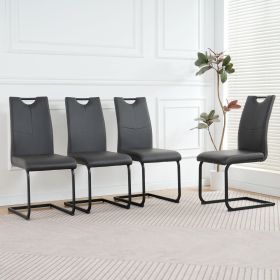 Modern Charcoal PU dining chair living room chair upholstered chair, black metal chair leg design, kitchen, living room, bedroom