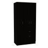 3 Piece Bedroom Set, Cartagena Armoire + 2 Omaha Nightstands, Black