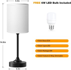 Touch Bedside Table Lamps for Bedroom - 3 Way Dimmable Black Nightstand Lamp, Small Desk Lamp for Office, Living Room, Dorm Room, Reading