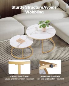 VEVOR Nesting Coffee Table Set of 2, 31.5 in Round Coffee Table, Nesting Tables for Small Place, Vintage End Side Tables Night Stand with Metal Frame