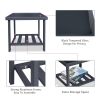 Modern Square End Tables for Living Room; Rustic Aluminum Outdoor Side Table with Storage Space; Patio Tempered Glass Accent Table; 17.7'' x 17.7'' x