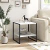 1PC 2-Tier Square End Table with Storage Shelf Reversible Design
