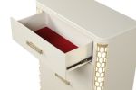 5-Drawer Chest with side LED Lightning made with Wood in Beige