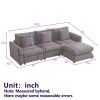 MH102.2 Inch Combination Sofa Modular Sofa with Ottoman, plastic leg,Three Cushions and Three Pillows for Living Room, Apartment