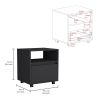 Milford 2 Piece Bedroom Set, Nightstand + Dresser, Black