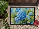 Hydrangeas in Watercolor Front Door Mat Indoor Outdoor Rugs for Entryway, Non Slip Washable Low Pile, 24H X 36W