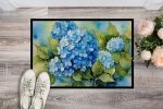 Hydrangeas in Watercolor Front Door Mat Indoor Outdoor Rugs for Entryway, Non Slip Washable Low Pile, 24H X 36W