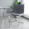 Modern simple light luxury dining Dark Grey chair home bedroom stool back student desk chair metal leg (silver) (set of 2)